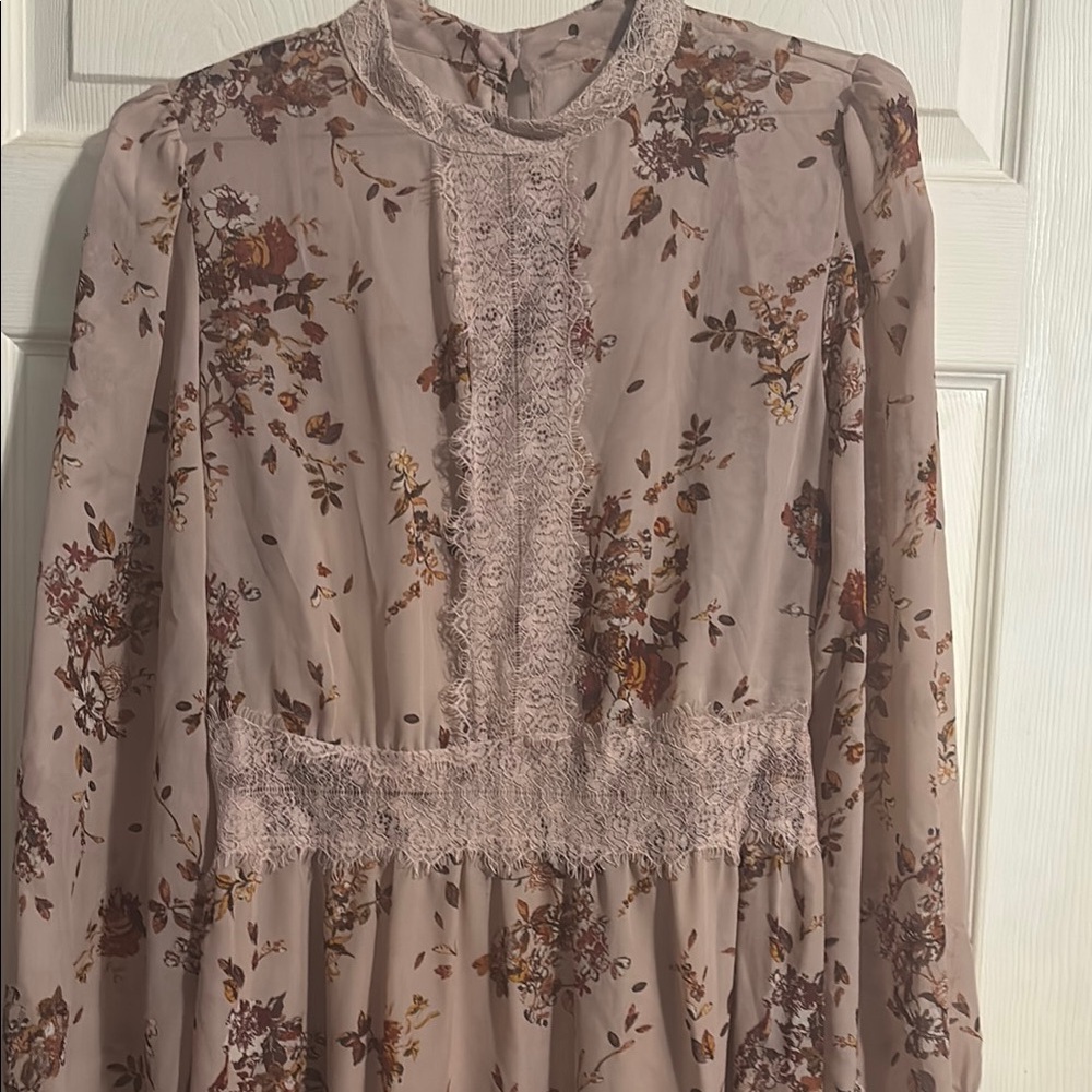 Floral Lace Trim Dress